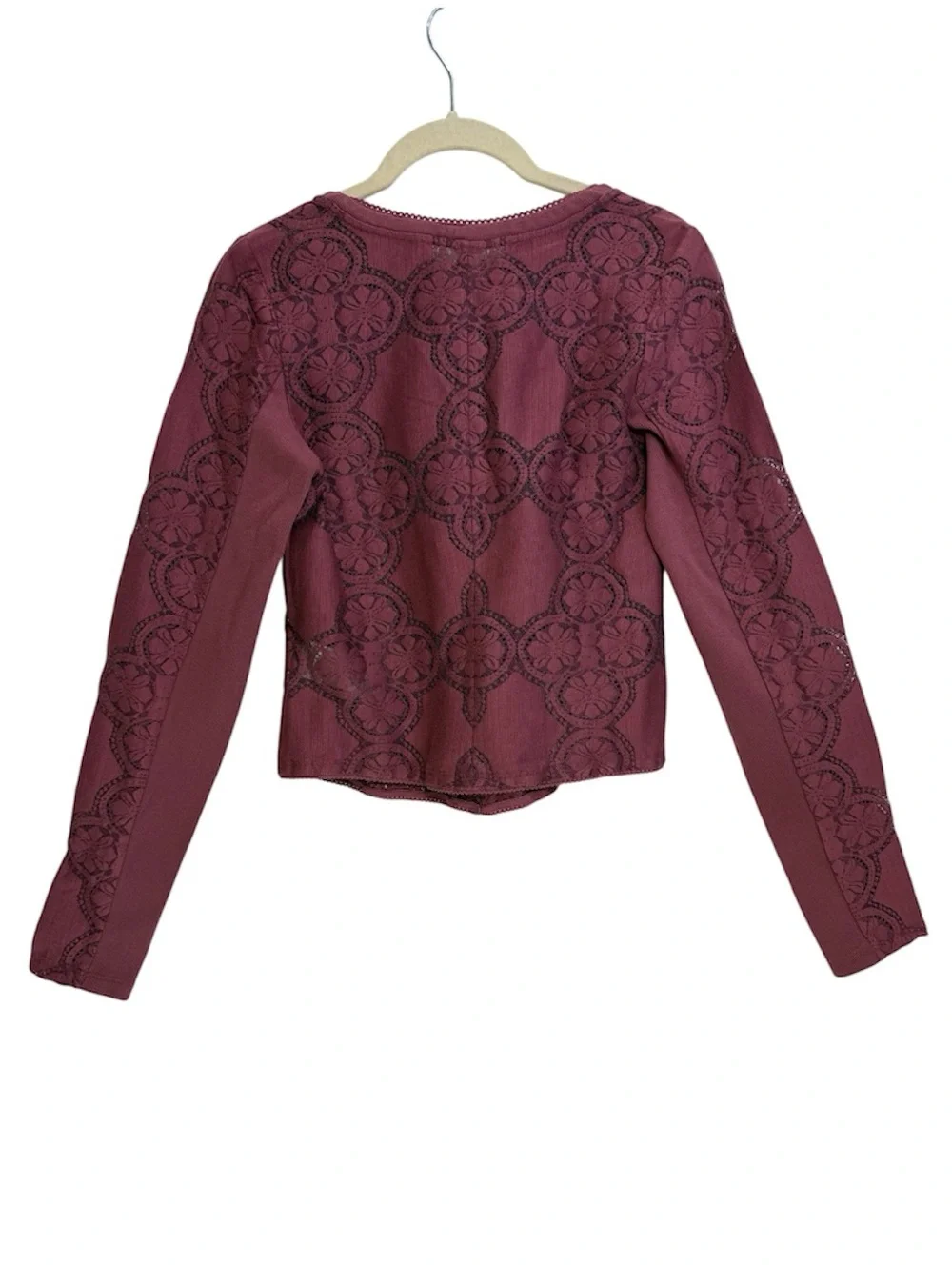Free People Women's Button-Front Long-Sleeve Lace Top, Size SMALL